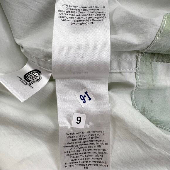 Ganni Tie Dye Cotton Poplin Quarter Button Shirt in Green Watercolor EU 44 US XL - Picture 8 of 10